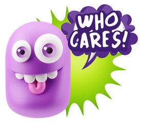3d Illustration Laughing Character Emoji Expression saying Who C