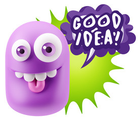 3d Rendering Smile Character Emoticon Expression saying Good Ide