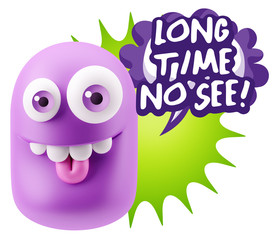 3d Illustration Laughing Character Emoji Expression saying Long