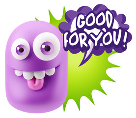 3d Rendering Smile Character Emoticon Expression saying Good For