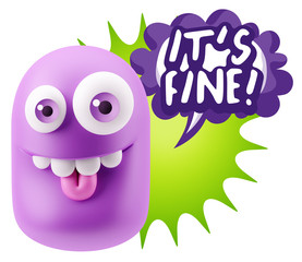 3d Illustration Laughing Character Emoji Expression saying It's