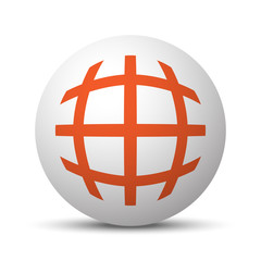 Orange Globe icon on white ball