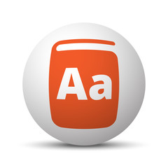 Orange Text Book icon on white ball