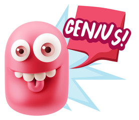 3d Illustration Laughing Character Emoji Expression saying Geniu