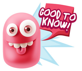3d Illustration Laughing Character Emoji Expression saying Good