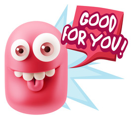 3d Rendering Smile Character Emoticon Expression saying Good For