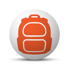 Orange Backpack icon on white ball