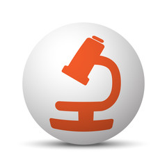Orange Microscope icon on white ball