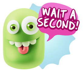 3d Illustration Laughing Character Emoji Expression saying Wait
