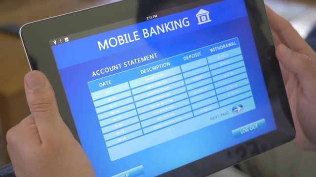 Online banking application demonstrated on a iPad tablet device.