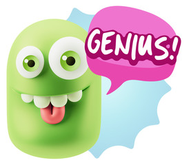 3d Illustration Laughing Character Emoji Expression saying Geniu