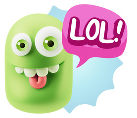 3d Illustration Laughing Character Emoji Expression saying Lol w