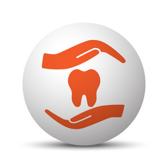 Orange Dental Care icon on white ball
