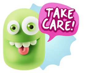 3d Illustration Laughing Character Emoji Expression saying Take