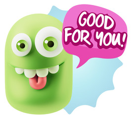 3d Rendering Smile Character Emoticon Expression saying Good For