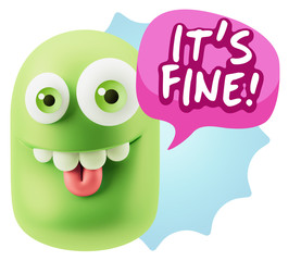 3d Illustration Laughing Character Emoji Expression saying It's