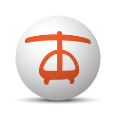 Orange Helicopter icon on white ball