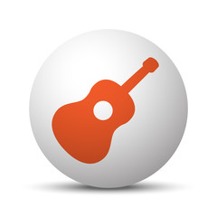 Orange Guitar icon on white ball