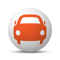 Orange Car icon on white ball