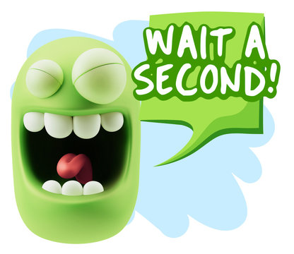 3d Illustration Laughing Character Emoji Expression saying Wait