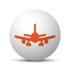 Orange Airplane icon on white ball