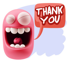 3d Illustration Laughing Character Emoji Expression saying Thank