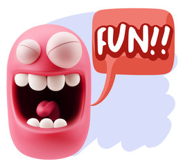 3d Illustration Laughing Character Emoji Expression saying Fun w