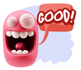 3d Illustration Laughing Character Emoji Expression saying Good