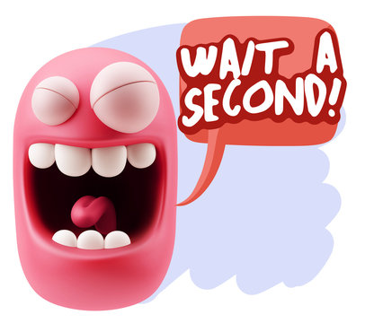 3d Illustration Laughing Character Emoji Expression saying Wait