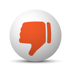Orange Thumb Down icon on white ball