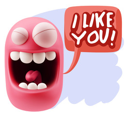 3d Illustration Laughing Character Emoji Expression saying I Lik