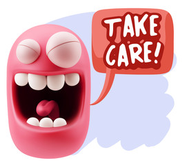 3d Illustration Laughing Character Emoji Expression saying Take