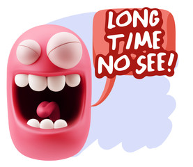 3d Illustration Laughing Character Emoji Expression saying Long