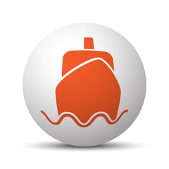 Obraz premium Orange Boat icon on white ball