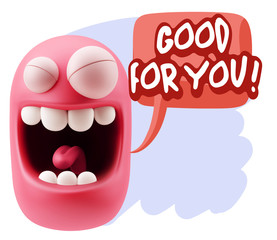 3d Rendering Smile Character Emoticon Expression saying Good For