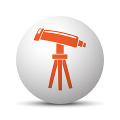 Orange Telescope icon on white ball