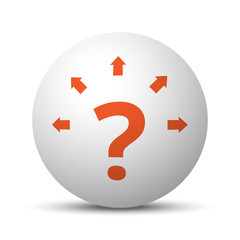 Orange Question Mark Arrows icon on white ball