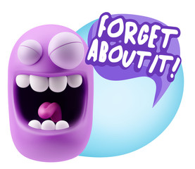 3d Rendering Smile Character Emoticon Expression saying Forget A