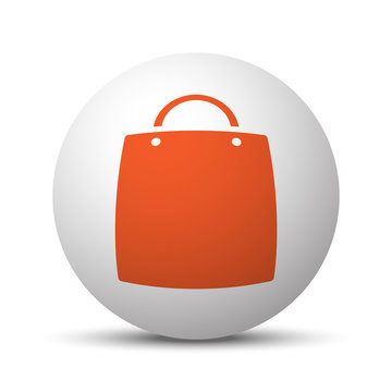 Orange Shopping Bag Icon On White Ball