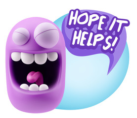 3d Illustration Laughing Character Emoji Expression saying Hope
