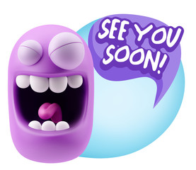 Obraz premium 3d Rendering Smile Character Emoticon Expression saying See You