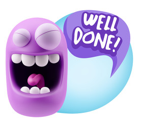 3d Rendering Smile Character Emoticon Expression saying Well Don