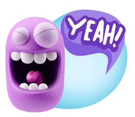 3d Illustration Laughing Character Emoji Expression saying Yeah