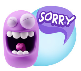 3d Illustration Laughing Character Emoji Expression saying Sorry