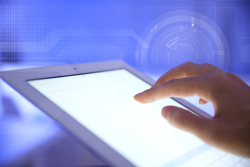 Medicine doctor working with modern digital tablet-pc. Medical network concept