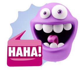 3d Illustration Laughing Character Emoji Expression saying Hahah