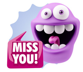 3d Illustration Laughing Character Emoji Expression saying Miss