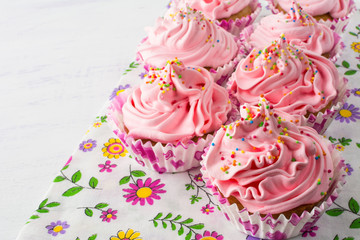 Pink delicious cupcakes