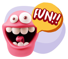 3d Illustration Laughing Character Emoji Expression saying Fun w