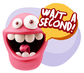 3d Illustration Laughing Character Emoji Expression saying Wait